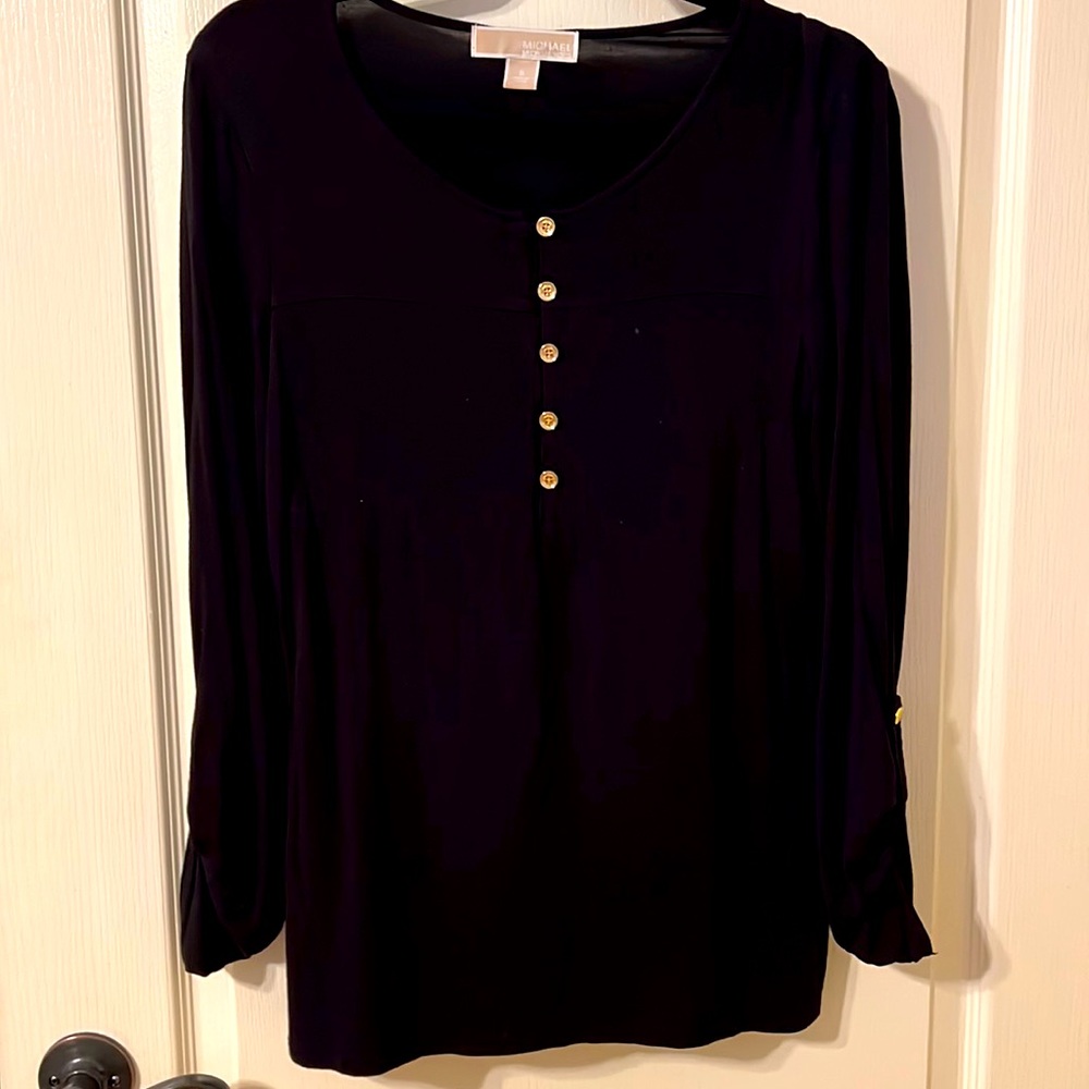 Beautiful black blouse with gold buttons